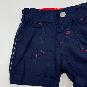 Boys Dymples, navy lightweight cotton shorts, adjustable, EUC, size 000,  