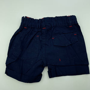 Boys Dymples, navy lightweight cotton shorts, adjustable, EUC, size 000,  