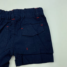 Load image into Gallery viewer, Boys Dymples, navy lightweight cotton shorts, adjustable, EUC, size 000,  