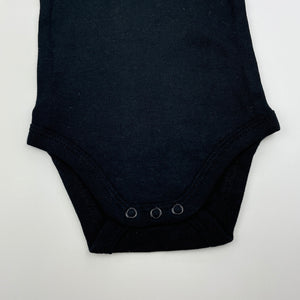 unisex Baby Berry, black cotton bodysuit / romper, EUC, size 000,  