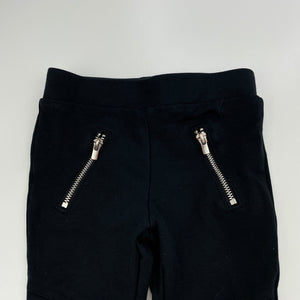 Girls KID, black stretchy pants, elasticated, Inside leg: 25.5cm, GUC, size 1,  