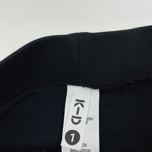 Girls KID, black stretchy pants, elasticated, Inside leg: 25.5cm, GUC, size 1,  