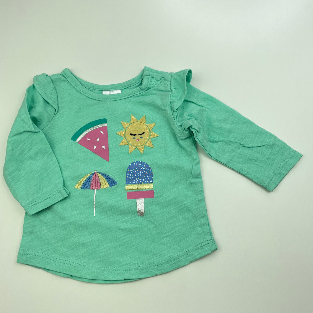 Girls Target, embroidered cotton long sleeve top, EUC, size 000,  