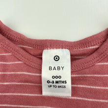Load image into Gallery viewer, Girls Target, pink stripe cotton bodysuit / romper, EUC, size 000,  