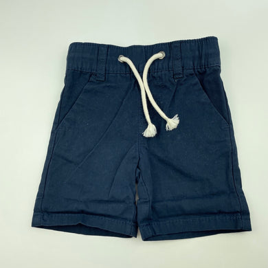 Boys Baby Berry, navy cotton shorts, elasticated, EUC, size 0000,  