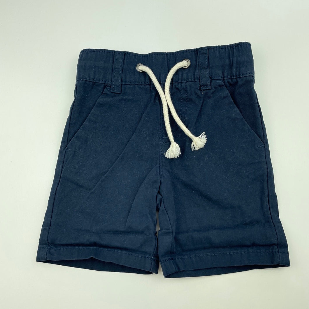 Boys Baby Berry, navy cotton shorts, elasticated, EUC, size 0000,  