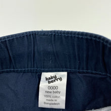 Load image into Gallery viewer, Boys Baby Berry, navy cotton shorts, elasticated, EUC, size 0000,  