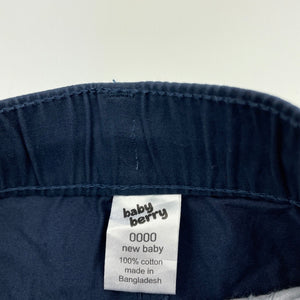 Boys Baby Berry, navy cotton shorts, elasticated, EUC, size 0000,  