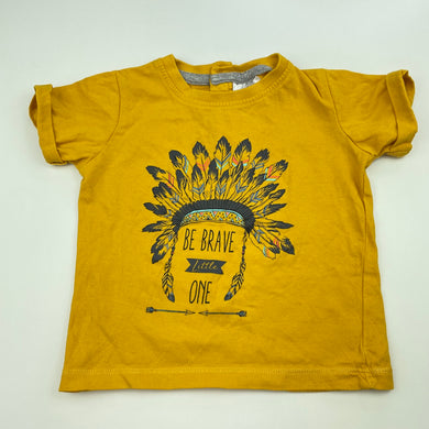 unisex Baby Berry, mustard cotton t-shirt / top, GUC, size 0,  
