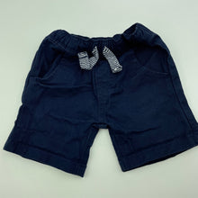 Load image into Gallery viewer, Boys Dymples, navy stretch cotton shorts, elasticated, GUC, size 000,  