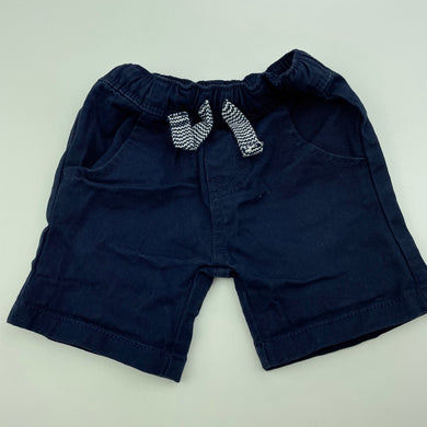 Boys Dymples, navy stretch cotton shorts, elasticated, GUC, size 000,  
