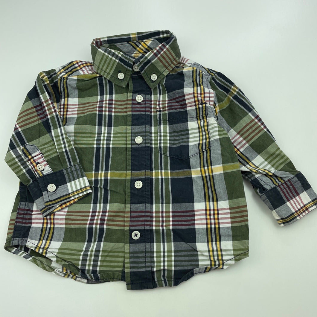 Boys Gymboree, checked cotton long sleeve shirt, GUC, size 0,  
