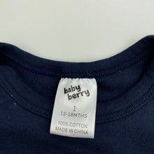 Load image into Gallery viewer, Boys Baby Berry, navy cotton bodysuit / romper, EUC, size 1,  