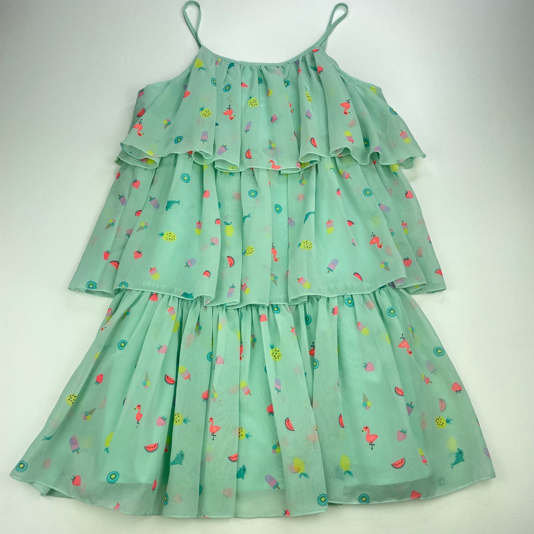 Girls H&M, lined lightweight summer party dress, FUC, size 7, L: 66cm