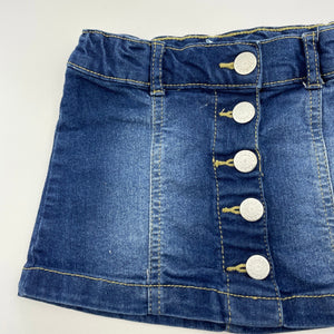 Girls H&T, blue stretch denim skirt, adjustable, L: 20cm, GUC, size 2,  