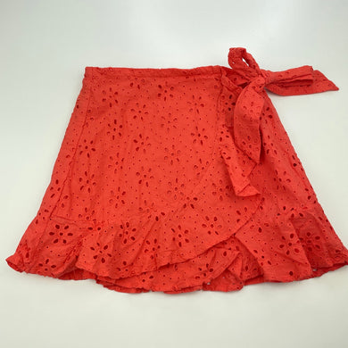 Girls Target, lined broderie cotton wrap-over skirt, L: 31cm, EUC, size 7,  
