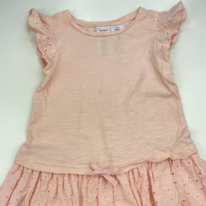 Girls Carters, pink cotton casual dress, FUC, size 4, L: 55cm