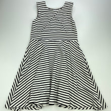 Load image into Gallery viewer, Girls Target, black &amp; white stripe party dress, blue mark front skirt, FUC, size 8, L: 65cm