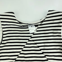 Load image into Gallery viewer, Girls Target, black &amp; white stripe party dress, blue mark front skirt, FUC, size 8, L: 65cm