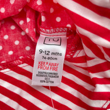 Load image into Gallery viewer, Girls Tu, red &amp; white lightweight cotton top, L: 35cm, NEW, size 0,  