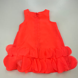 Girls Peter Morrissey, lined fluoro party dress, FUC, size 00, L: 38cm