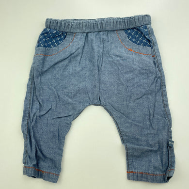 Boys Jack & Milly, chambray cotton pants, elasticated, GUC, size 00,  