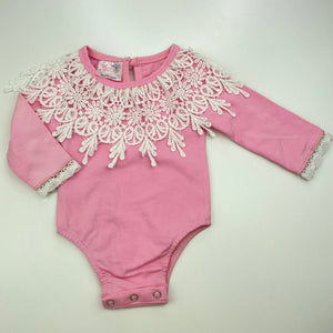 Girls Affordable Style Sensations, bodysuit / romper, lace trim, FUC, size 000,  