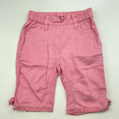 Girls Pumpkin Patch, pink cropped pants, elasticated, Inside leg: 14cm, FUC, size 0,  