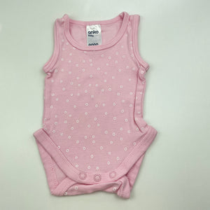 Girls Anko, pink cotton singletsuit / romper, EUC, size 0000,  