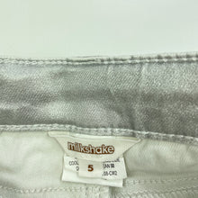 Load image into Gallery viewer, Girls Milkshake, silver stretchy pants, adjustable, Inside leg: 47cm, FUC, size 5,  