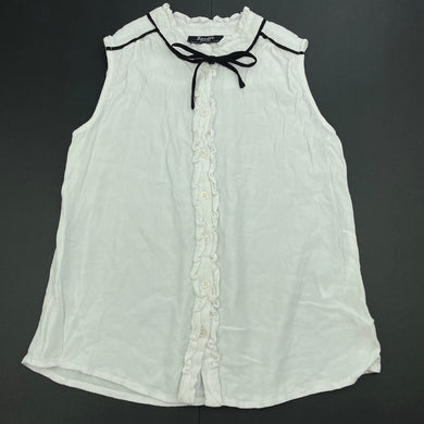 Girls Bardot Junior, white sleeveless blouse / top, GUC, size 10,  