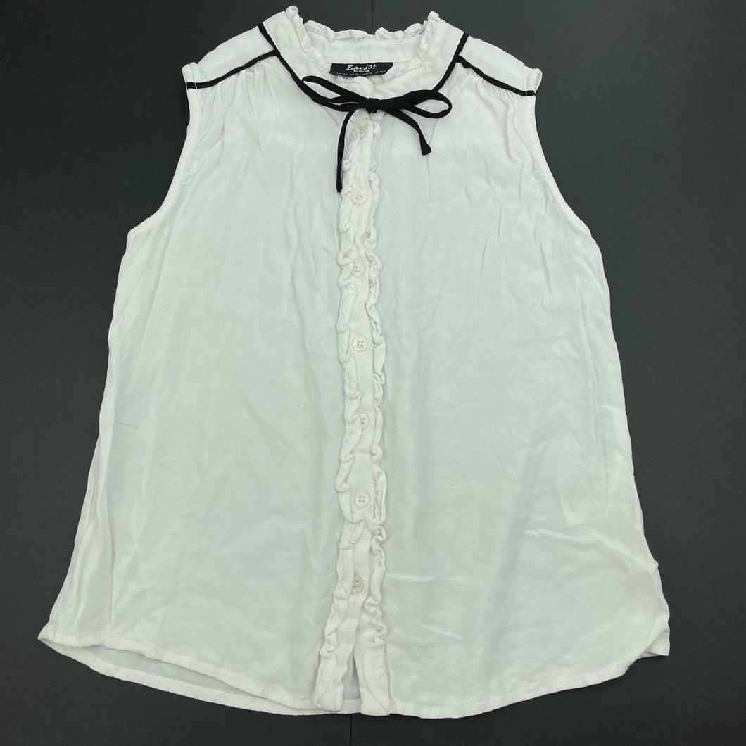 Girls Bardot Junior, white sleeveless blouse / top, GUC, size 10,  