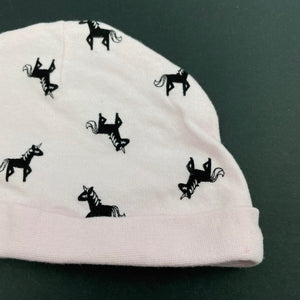 Girls Baby Baby, pink cotton hat / beanie, unicorns, GUC, size 0000,  