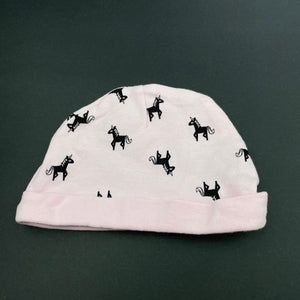 Girls Baby Baby, pink cotton hat / beanie, unicorns, GUC, size 0000,  