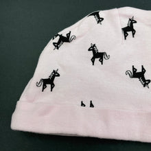 Load image into Gallery viewer, Girls Baby Baby, pink cotton hat / beanie, unicorns, GUC, size 0000,  