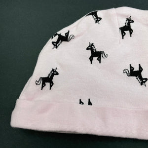 Girls Baby Baby, pink cotton hat / beanie, unicorns, GUC, size 0000,  