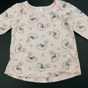 Girls Kids & Co, cotton long sleeve top, swans, EUC, size 000,  