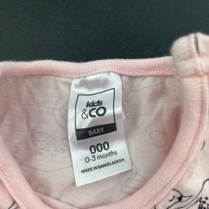 Girls Kids & Co, cotton long sleeve top, swans, EUC, size 000,  