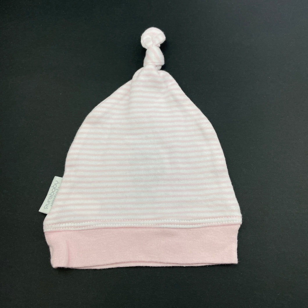 Girls purebaby, organic cotton hat / beanie, GUC, size 0000-000,  