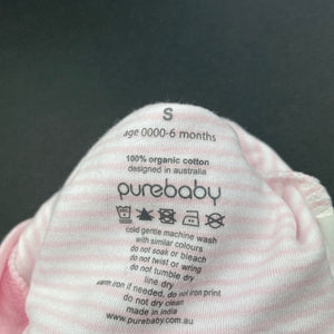 Girls purebaby, organic cotton hat / beanie, GUC, size 0000-000,  
