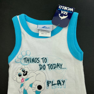 unisex Sea World, cotton singlet top, NEW, size 000,  