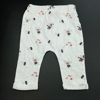 Girls Sprout, floral cotton leggings / bottoms, FUC, size 000,  