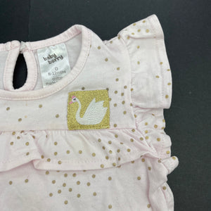 Girls Baby Berry, pink & gold cotton romper, FUC, size 0,  