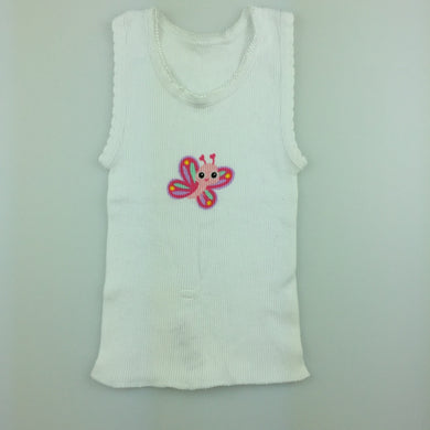 Girls Tiny Little Wonders, white ribbed cotton singlet / t-shirt, EUC, size 000