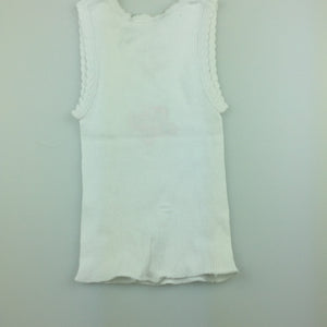 Girls Tiny Little Wonders, white ribbed cotton singlet / t-shirt, EUC, size 000