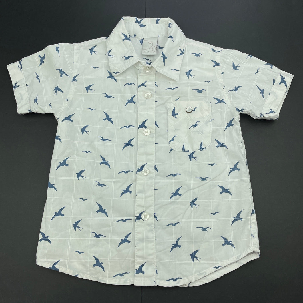 Boys Target, cotton short sleeve shirt, birds, EUC, size 3,  