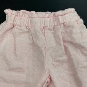 Girls Target, pink cotton pants / bottoms, elasticated, EUC, size 000,  