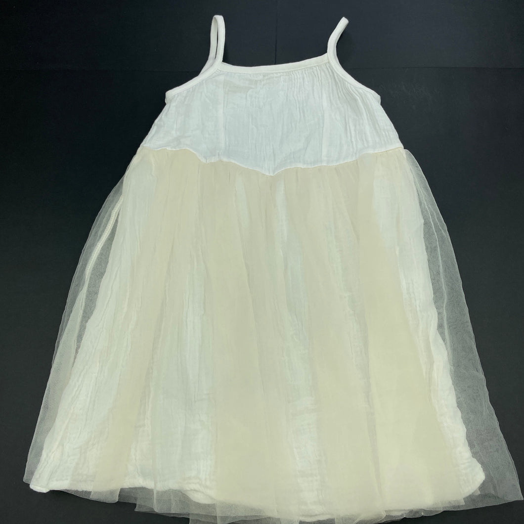 Girls Ma Mer, crinkle cotton & tulle summer dress, armpit to armpit: 27.5cm, size label removed, FUC, size 3-4, L: 57cm