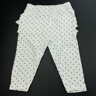 Girls Dymples, white & navy ruffle leggings / bottoms, FUC, size 00,  