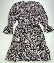 Load image into Gallery viewer, Girls Decjuba Kids, lightweight leopard print long sleeve dress, GUC, size 8, L: 75cm approx